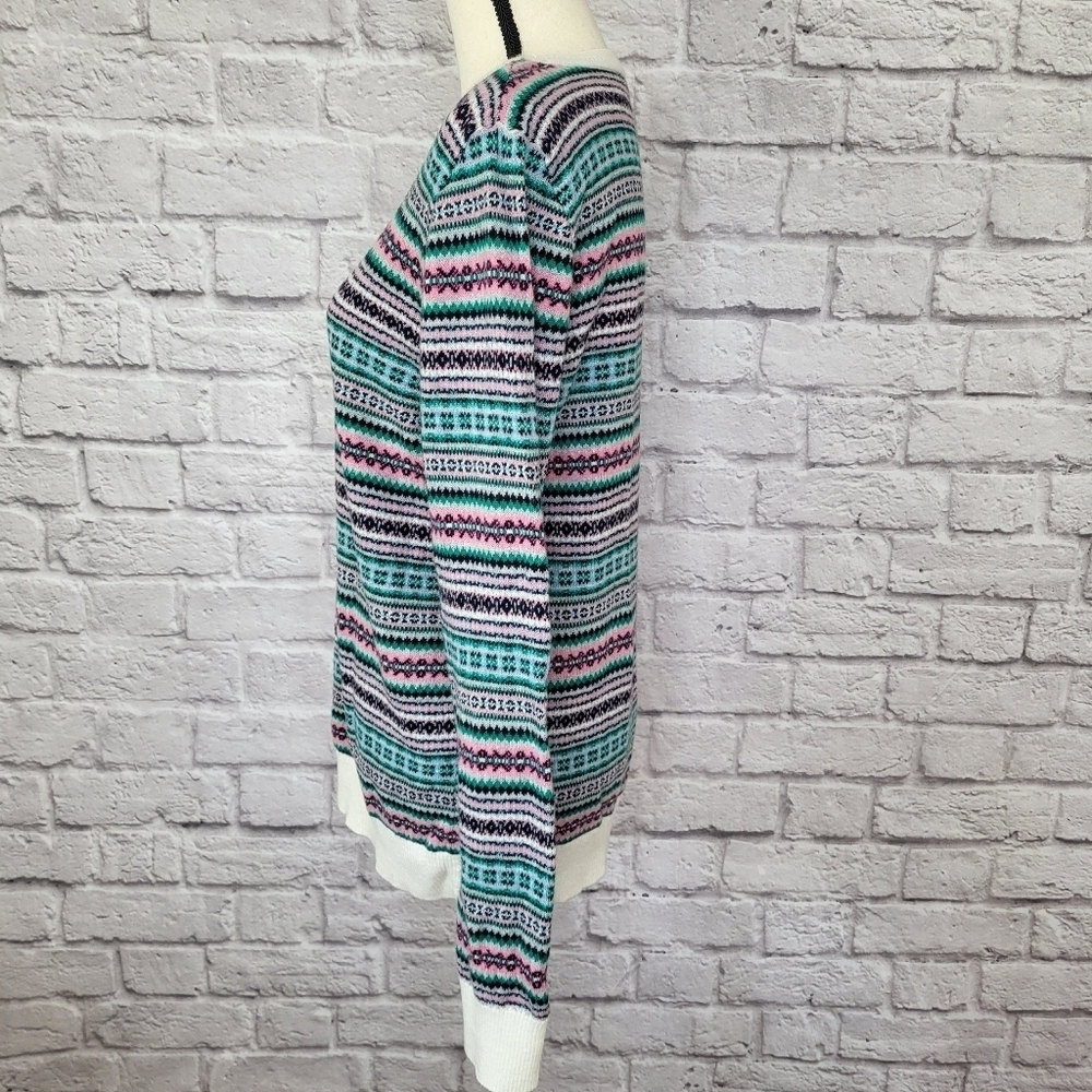 Talbots Sweater Multicolor Fair Isle Crew Neck Lambswool Blend Women's Size L - Picture 5 of 9